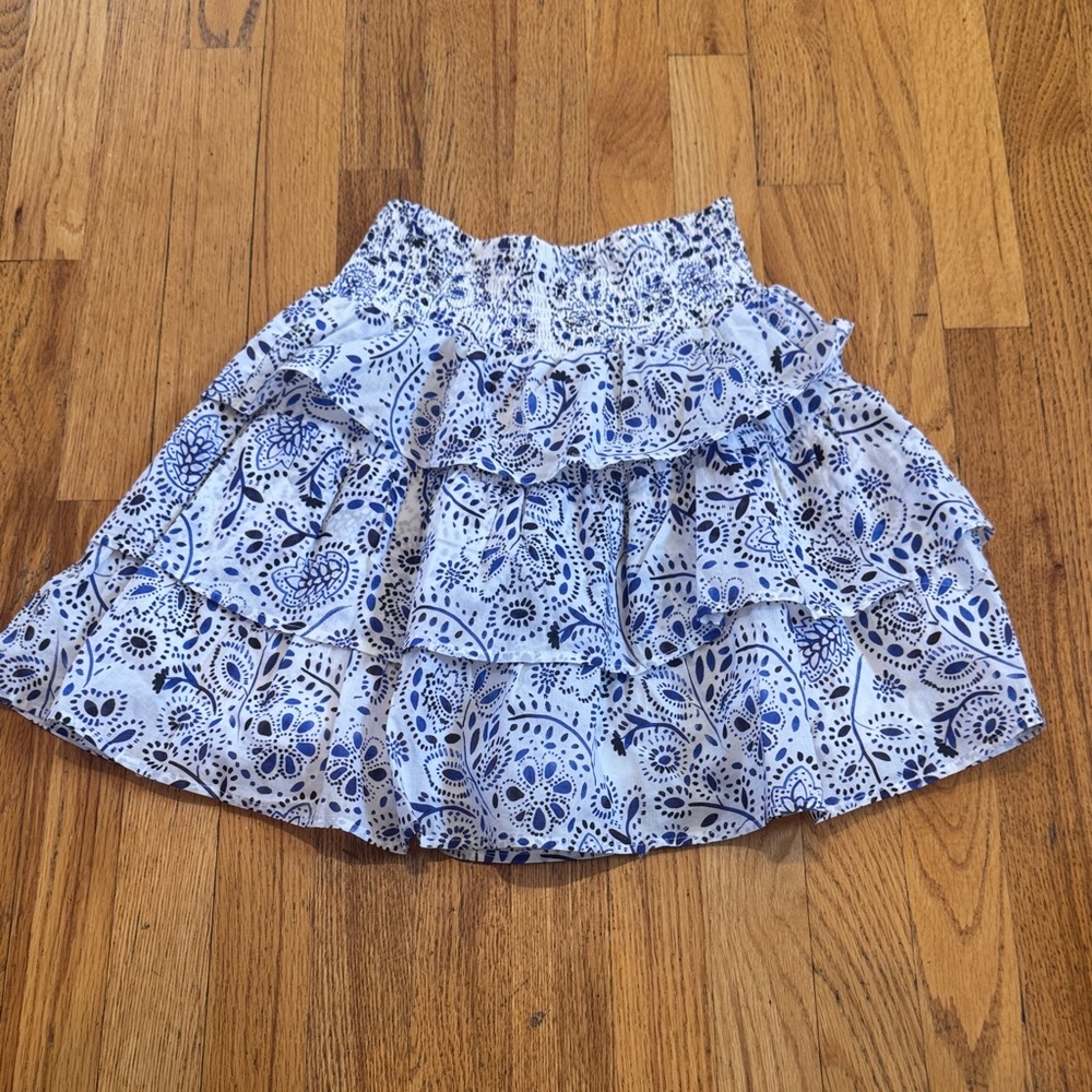 Aqua Blue And White Floral Teen Girl’s Skirt Size XL